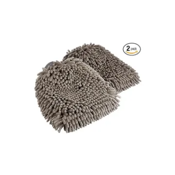 Basics Deluxe Microfiber Car Wash Drying Mitts, 2 Pack, Gray, 10.44" L x 9.06" W